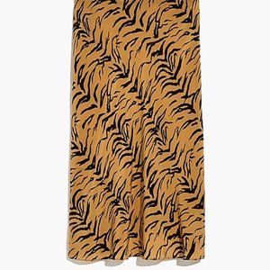 silk midi slip skirt in tiger stripe